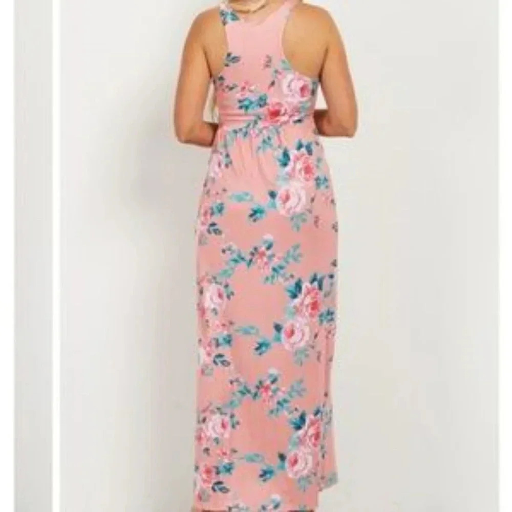 NEW*PinkBlush floral racerback maxi dress pockets - Picture 11 of 12